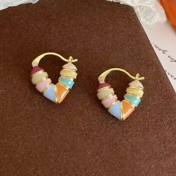 Colorful Gold-Tone Hoop Earrings - Picture 1 of 3
